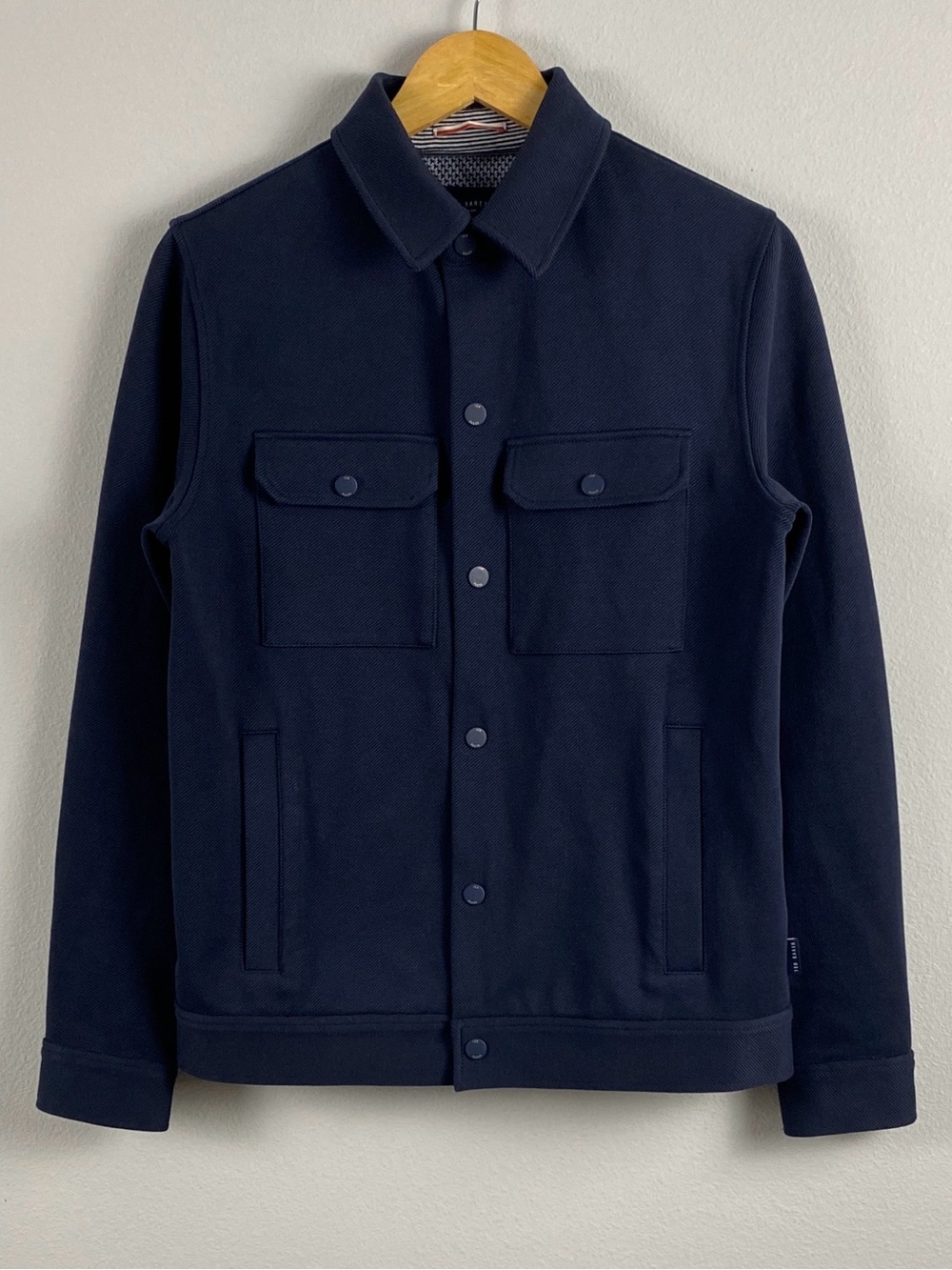 Ted Baker London Dantee Twill Textured Long Sleeve Shirt Jacket | Snap Buttons